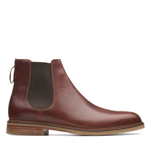 Clarks Mens Clarkdale Gobi Chelsea Boots Mahogany Leather | UK-5426379